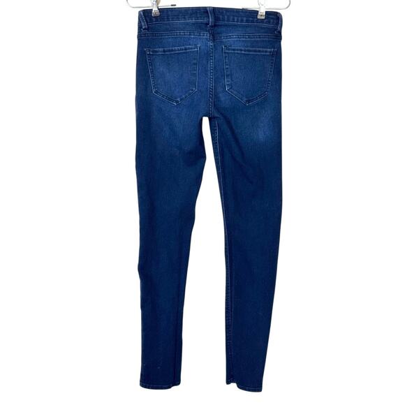 Low Rise Slim Fit Jeans Dark Wash Stretch Denim Zip Fly Women 7 Minimalist Y2k - Picture 10 of 16